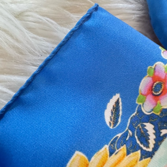 Etro Silk Azure Floral Jewel Scarf - Picture 9 of 9